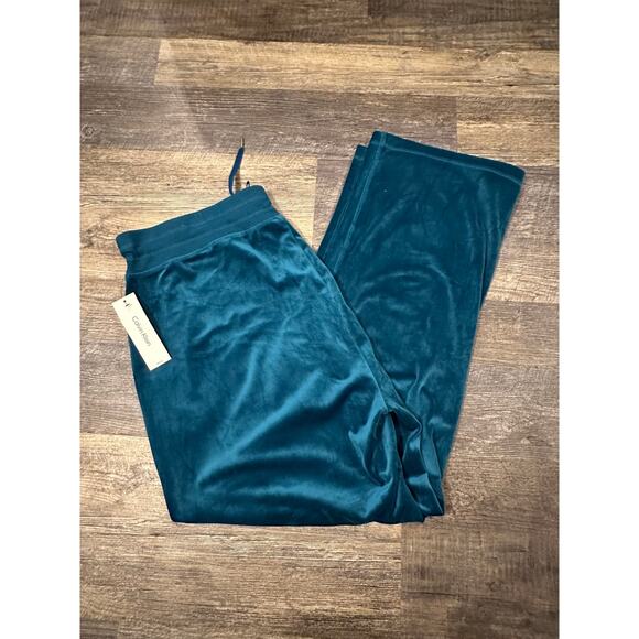 Calvin Klein Women's Marine Blue Velvet Solid Sweatpants Pants Size 3X NWT - Picture 2 of 3